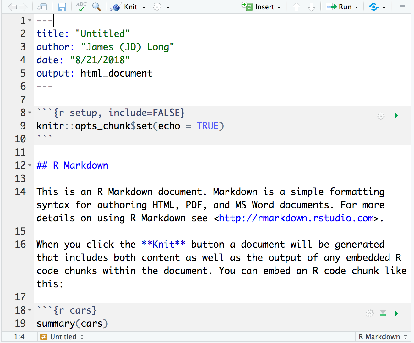 make a table in r markdown